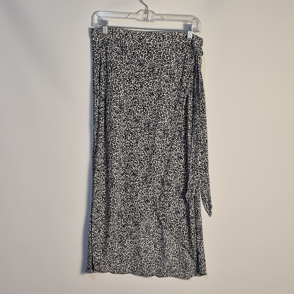 American Eagle Women M Leopard Print Midi Wrap Around Tie Waist Bobo Flowy